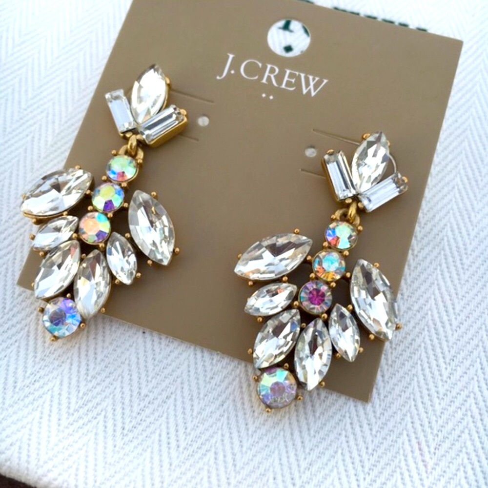 J Crew Crystal Blossom Drop Earrings